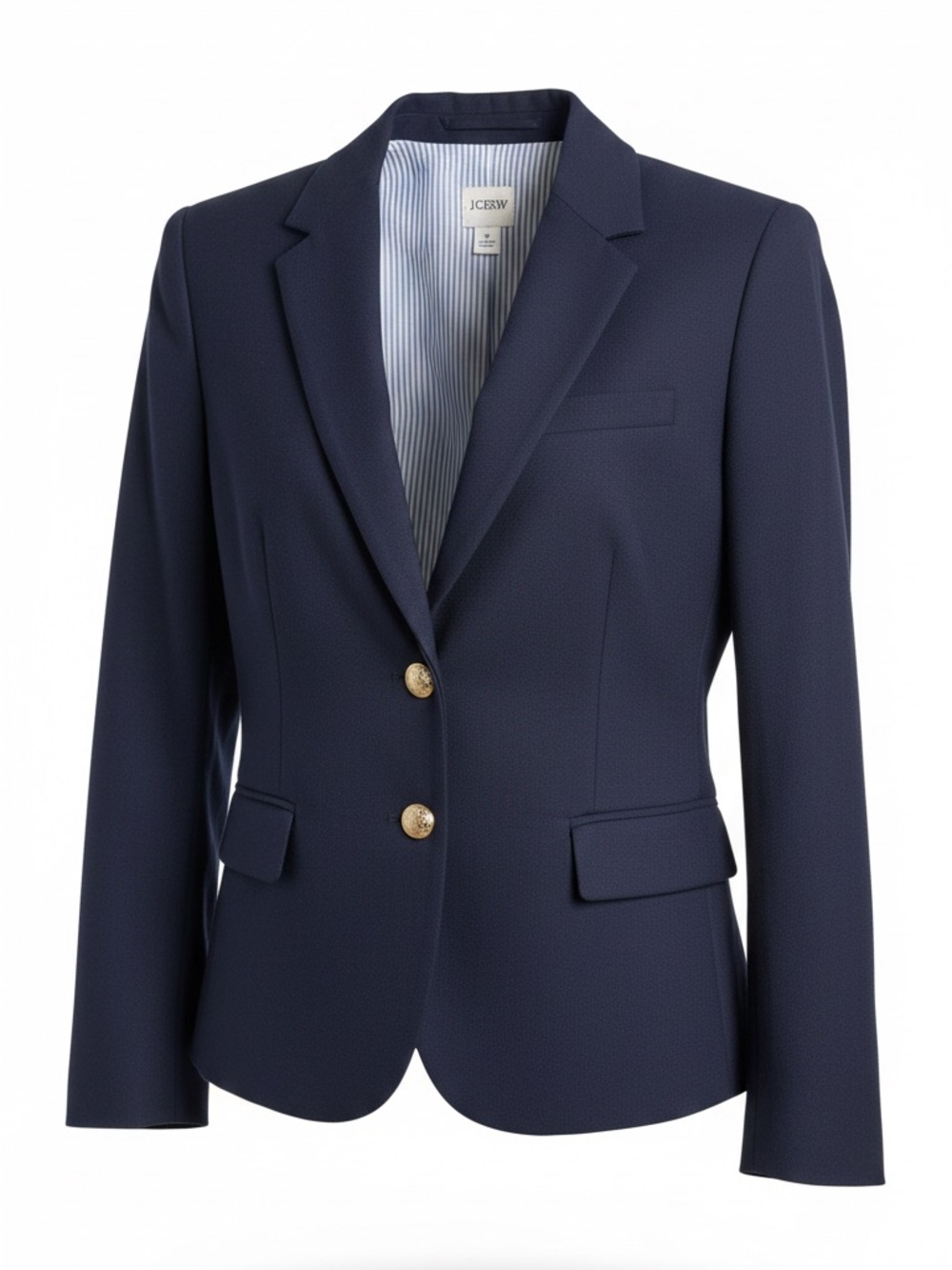 J. Crew Factory Women's Navy Single-Breasted Blazer with Gold Buttons